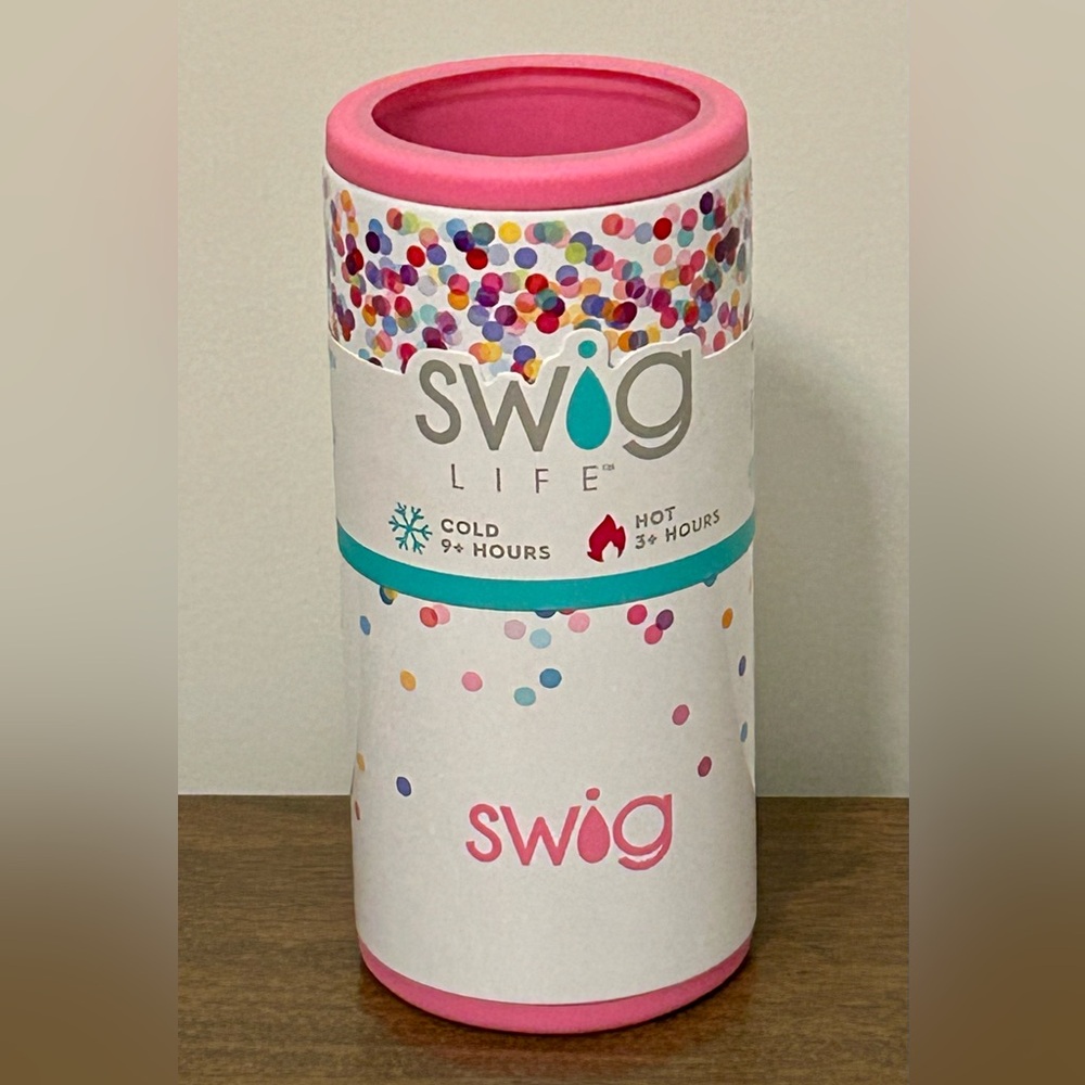 NWT SWIG LIFE CONFETTI 12 OZ INSULATED STAINLESS STEEL SKINNY CAN COOLER